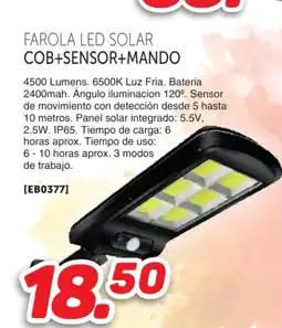 Mandatelo.com Farola led solar cob+sensor+mando oferta