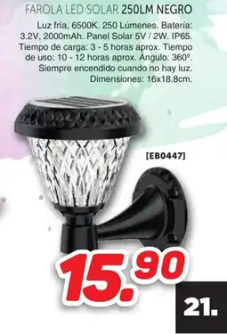 Mandatelo.com Farola led solar 250lm negro oferta