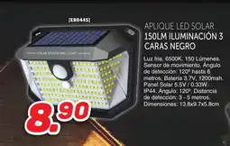 Mandatelo.com Aplique led solar 150lm iluminación 3 caras negro oferta
