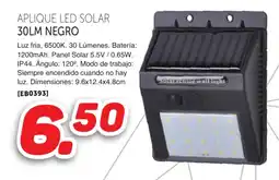 Mandatelo.com Aplique led solar 30lm negro oferta