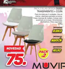 Mandatelo.com Pack 2 sillas design d1000 transparentes + cojín oferta