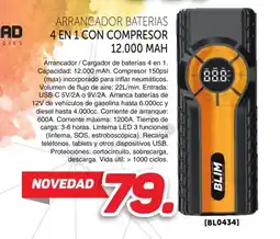 Mandatelo.com Arrancador baterias 4 en 1 con compresor 12.000 mah oferta