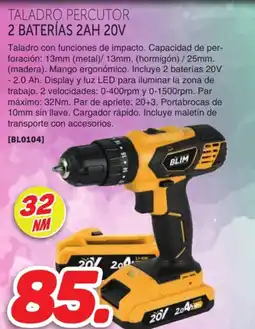 Mandatelo.com Taladro percutor 2 baterías 2ah 20v oferta