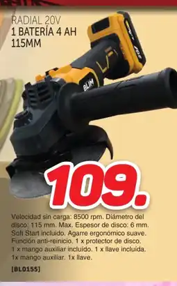 Mandatelo.com Radial 20v 1 batería 4 ah 115mm oferta