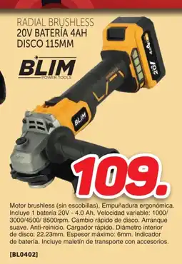 Mandatelo.com Radial brushless 20v batería 4ah disco 115mm oferta