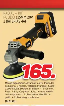 Mandatelo.com Radial + kit pulido 115mm 20v 2 baterías 4ah oferta
