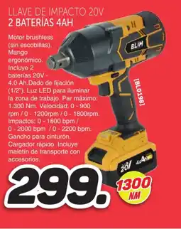 Mandatelo.com Llave de impacto 20v 2 baterías 4ah oferta