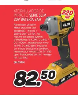 Mandatelo.com Atornillador de impacto serie slim 20v batería 2ah oferta