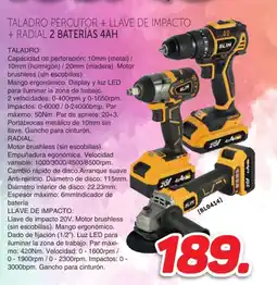 Mandatelo.com Taladro percutor + llave de impacto + radial 2 baterías 4ah oferta