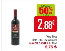 mYm supermercados MAYOR CASTILLA Vino Tinto Roble D.O.Ribera Duero oferta