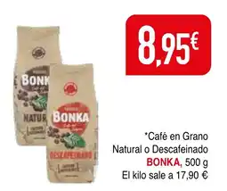 mYm supermercados BONKA Café en Grano Natural o Descafeinado oferta