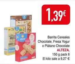 mYm supermercados ALTEZA Barrita Cereales Chocolate, Fresa Yogur o Plátano Chocolate oferta