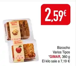 mYm supermercados GIMAR Bizcocho Varios Tipos oferta