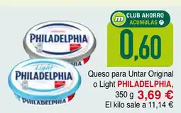 mYm supermercados PHILADELPHIA Queso para Untar Original o LIght oferta