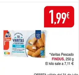 mYm supermercados FINDUS Varitas Pescado oferta