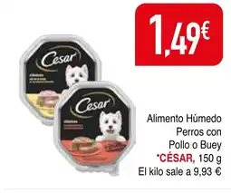 mYm supermercados CÉSAR Alimento Húmedo Perros con Pollo o Buey oferta