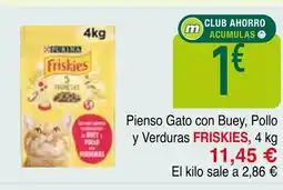 mYm supermercados FRISKIES Pienso Gato con Buey Pollo y Verduras oferta