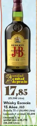 Gadis J&B Whisky Escocés 15 Años oferta