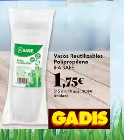 Gadis IFA SABE Vasos Reutilizables Polipropileno oferta