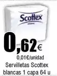 FROIZ Scottex - servilletas blancas 1 capa 64 u oferta