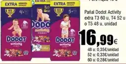 FROIZ Dodot - pañal activity extra t3 60 u, t4 52 u o t5 48 u oferta