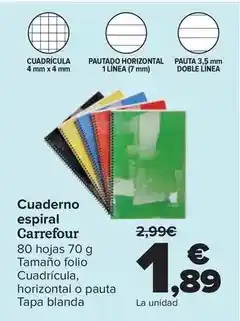 Carrefour Carrefour - cuaderno espiral oferta