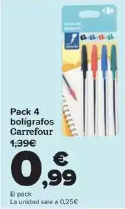 Carrefour Carrefour - pack 4 bolígrafos oferta
