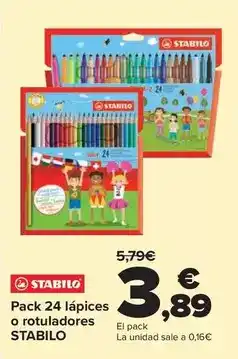 Carrefour Stabilo - pack 24 lápices o rotuladores oferta