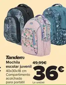 Carrefour Tandem - mochila escolar juvenil oferta