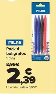 Carrefour Milán - pack 4 bolígrafos oferta