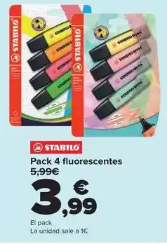 Carrefour Stabilo - pack 4 fluorescentes oferta