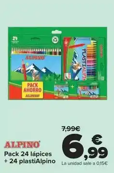 Carrefour Alpino - pack pack 24 lápices + 24 plastialpino oferta