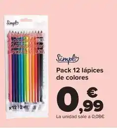 Carrefour Simply - pack 12 lápices de colores oferta