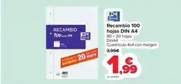 Carrefour Oxford - recambio 100 hojas din a4 oferta