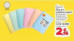 Carrefour Cervantes - pack 5+1 cuaderno espiral oferta