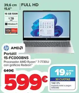 Carrefour Hp - portátil 15-fc0008ns oferta