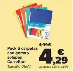Carrefour Carrefour - pack 5 carpetas con goma y solapas oferta