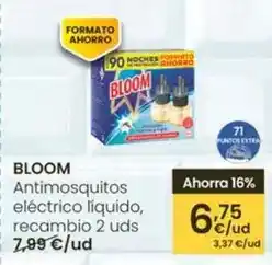 Eroski Bloom - antimosquitos eléctrico liquido recambio 2 uds oferta