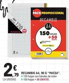 E.Leclerc Recambio a4, 90 g pacsa oferta