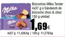 FROIZ Milka - bizcochos tender o sándwich de bizcocho choc & choc oferta