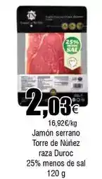 FROIZ Torre de núñez - jamon serrano raza duroc 25% menos de sal oferta