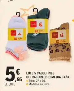 E.Leclerc Lote 5 calcetines ultracortos o media caña oferta