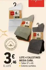E.Leclerc Lote 4 calcetines media caña oferta