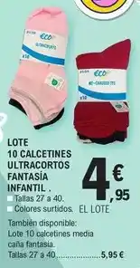 E.Leclerc Lote 10 calcetines ultracortos fantasía infantil oferta
