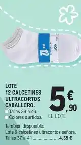 E.Leclerc Lote 12 calcetines ultracortos caballero oferta