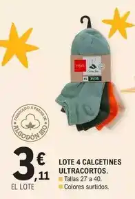 E.Leclerc Lote 4 calcetines ultracortos oferta