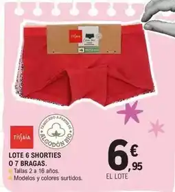 E.Leclerc Tissaia - lote 6 shorties 0 7 bragas oferta