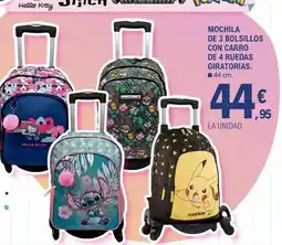 E.Leclerc Hello kitty - mochila de 3 bolsillos con carro de 4 ruedas giratorias oferta