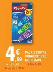 E.Leclerc Tipp-ex - pack 2 cintas correctoras microtape oferta