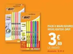 E.Leclerc Bic - pack 6 marcadores highlighter grip oferta